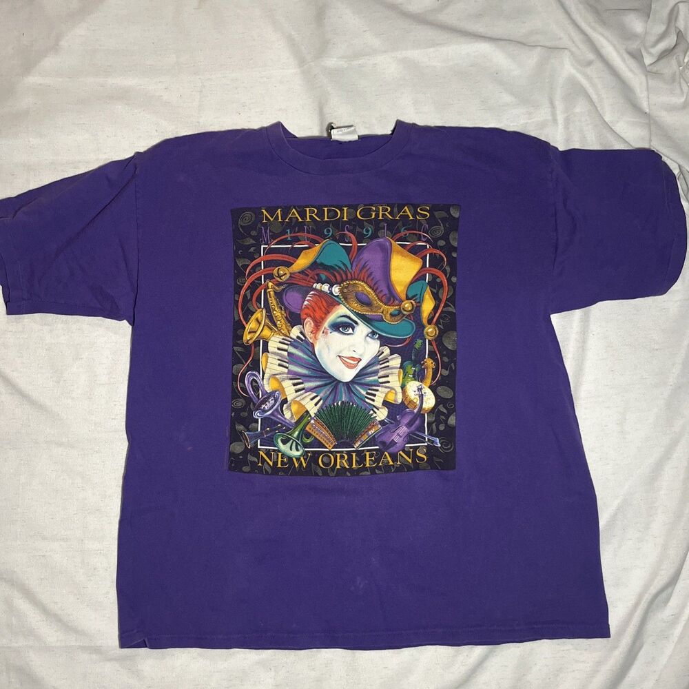 Vintage 1996 New Orleans Mardi Gras Jazz Fest T Shirt USA Made Single Stitch XL